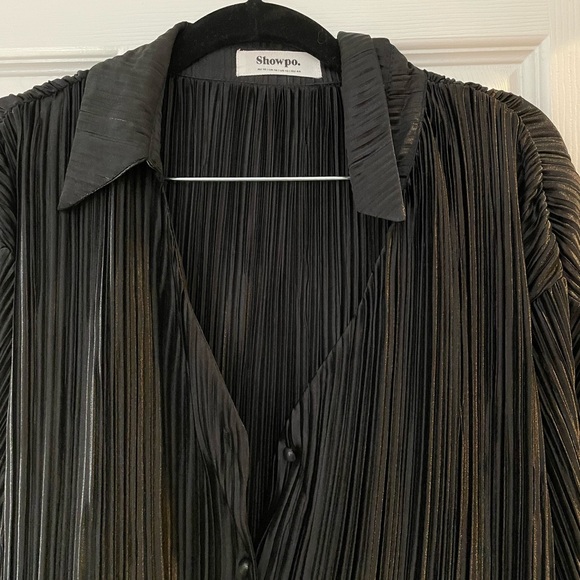 Showpo Beca Shirt - Plisse Button Up Black  - US 12 (XXL) - Picture 11 of 12